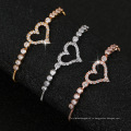 браслеты в форме сердца с бриллиантами для женщин, позолоченные медные паве, регулируемые браслеты-цепочки из циркона, ювелирные изделия